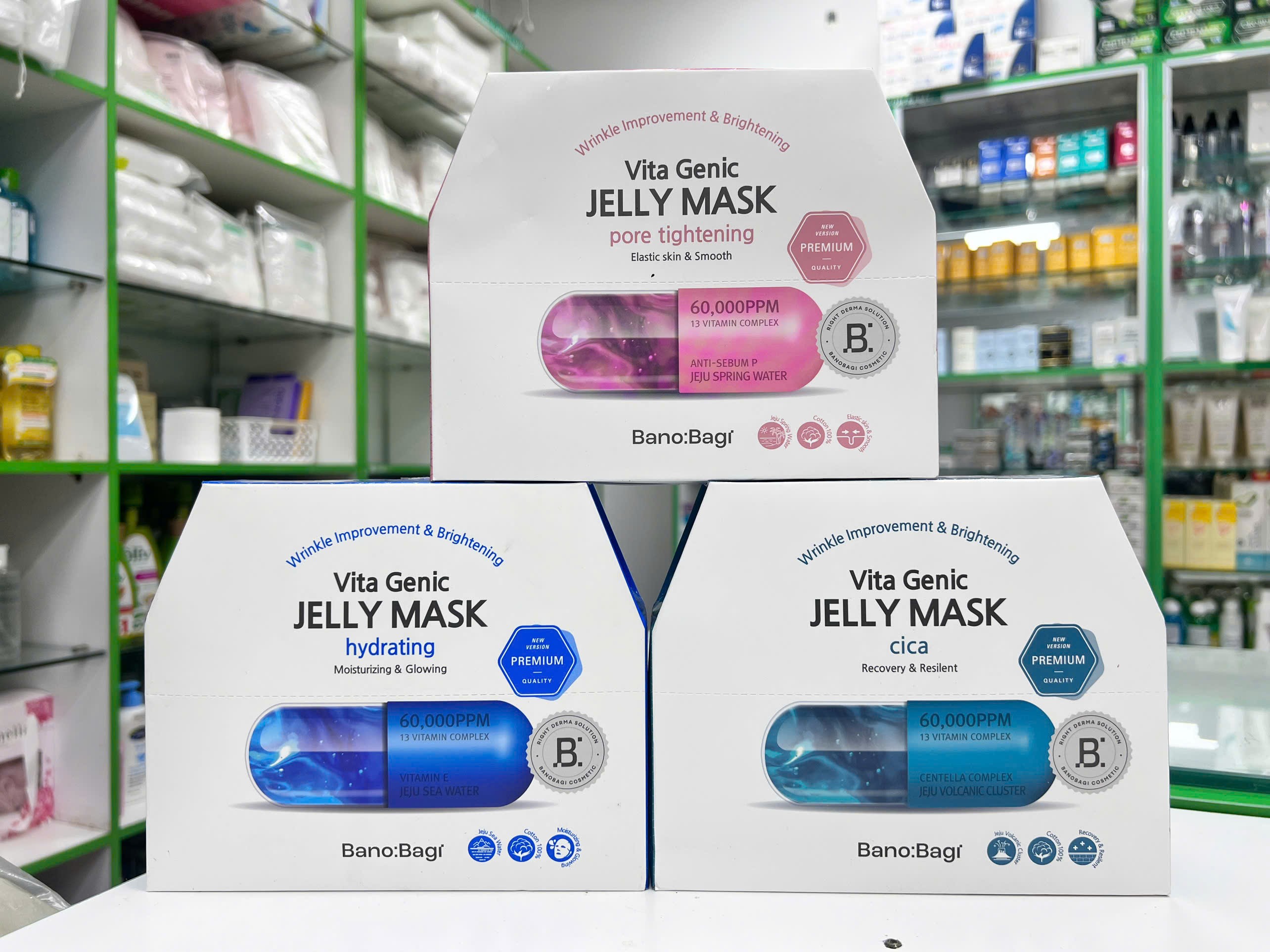COMBO 10 Miếng Mặt Nạ Bano Bagi Vita Genic Jelly Mask Dưỡng Da Chuyên Sâu Dành Cho Mọi Loại Da 30ml — hộp sản phẩm và các gói mask riêng
